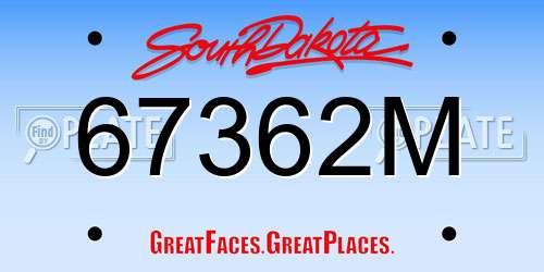 67362M South Dakota License Plate