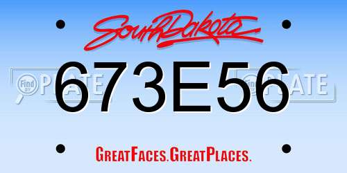 673E56 South Dakota License Plate