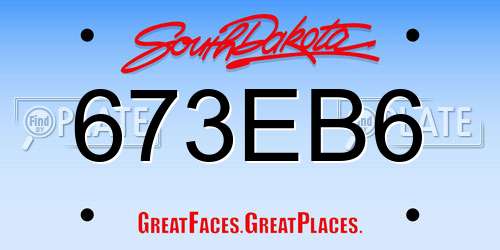 673EB6 South Dakota License Plate
