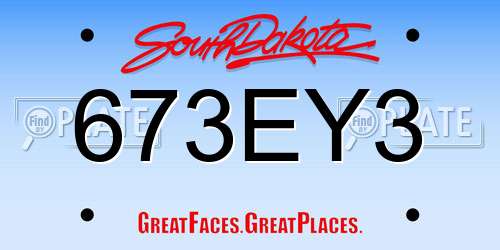 673EY3 South Dakota License Plate