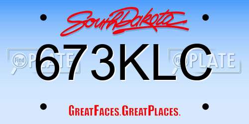 673KLC South Dakota License Plate