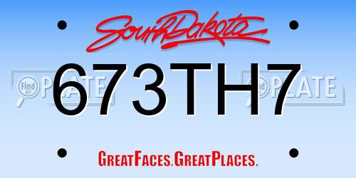 673TH7 South Dakota License Plate