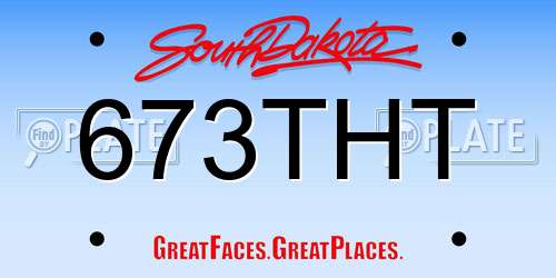 673THT South Dakota License Plate