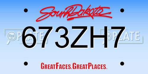 673ZH7 South Dakota License Plate