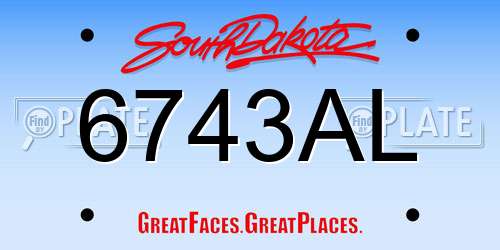 6743AL South Dakota License Plate