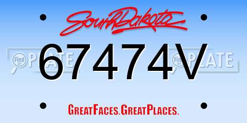 67474V South Dakota License Plate