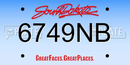 6749NB South Dakota License Plate
