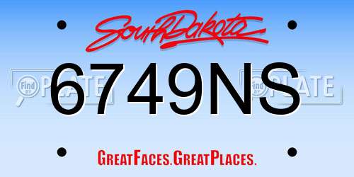 6749NS South Dakota License Plate