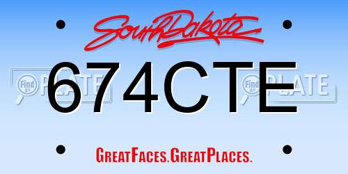 674CTE South Dakota License Plate