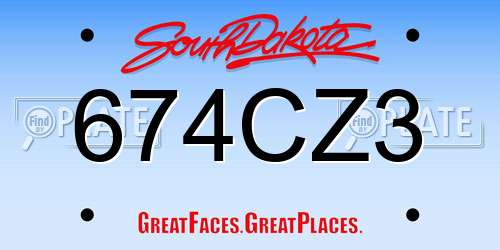 674CZ3 South Dakota License Plate