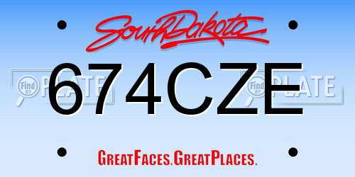 674CZE South Dakota License Plate