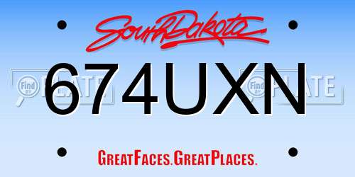 674UXN South Dakota License Plate