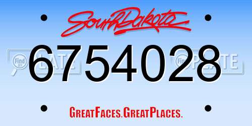 6754028 South Dakota License Plate