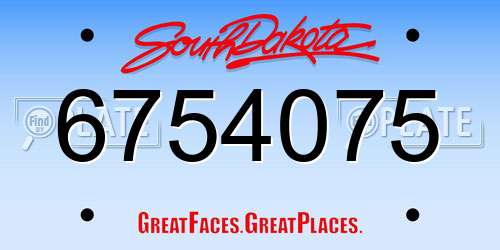 6754075 South Dakota License Plate