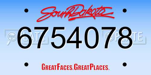6754078 South Dakota License Plate