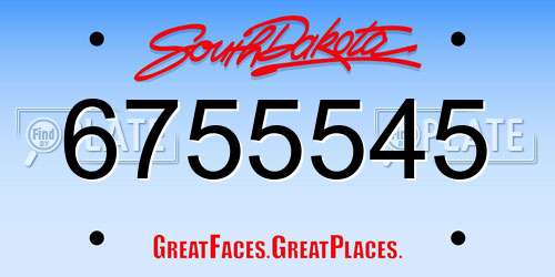 6755545 South Dakota License Plate