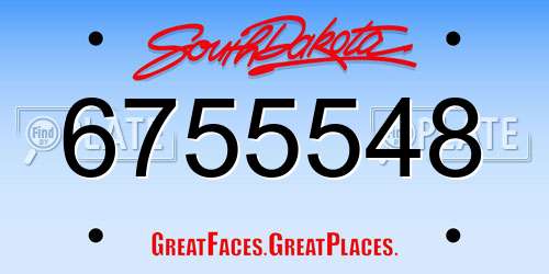 6755548 South Dakota License Plate