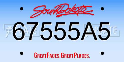 67555A5 South Dakota License Plate
