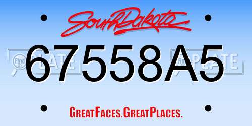 67558A5 South Dakota License Plate
