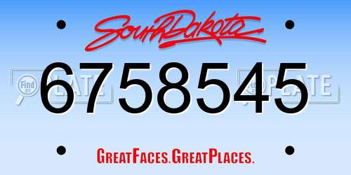 6758545 South Dakota License Plate