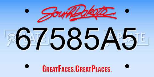 67585A5 South Dakota License Plate