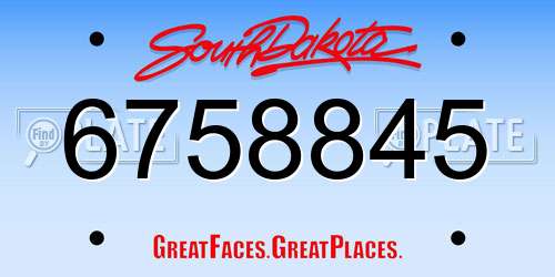 6758845 South Dakota License Plate