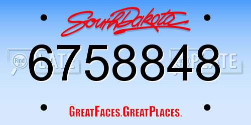 6758848 South Dakota License Plate