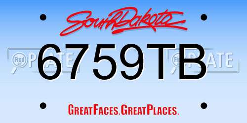 6759TB South Dakota License Plate