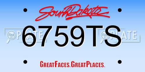 6759TS South Dakota License Plate