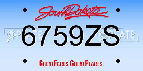 6759ZS South Dakota License Plate