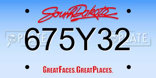 675Y32 South Dakota License Plate