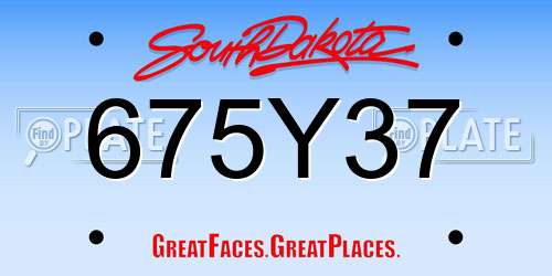 675Y37 South Dakota License Plate