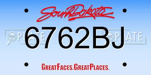 6762BJ South Dakota License Plate