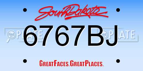6767BJ South Dakota License Plate