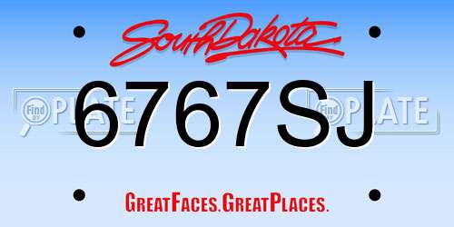 6767SJ South Dakota License Plate
