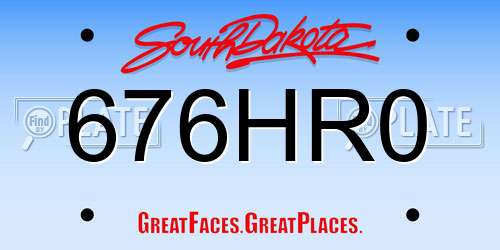 676HR0 South Dakota License Plate