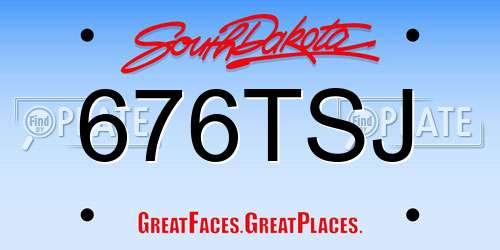 676TSJ South Dakota License Plate