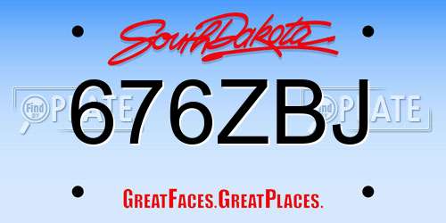 676ZBJ South Dakota License Plate