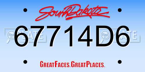 67714D6 South Dakota License Plate