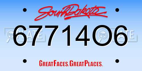 67714O6 South Dakota License Plate
