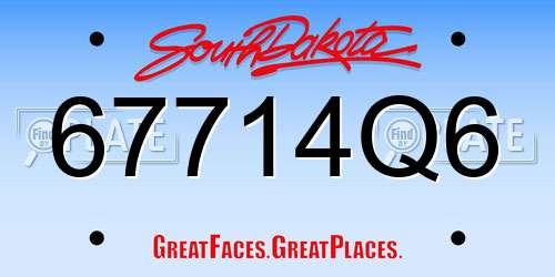67714Q6 South Dakota License Plate
