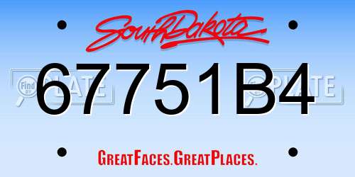 67751B4 South Dakota License Plate