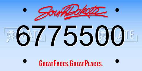 6775500 South Dakota License Plate