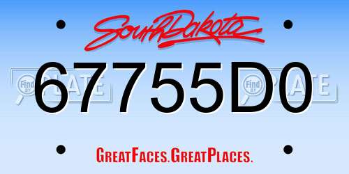 67755D0 South Dakota License Plate