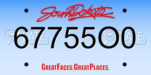 67755O0 South Dakota License Plate