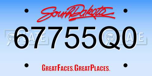 67755Q0 South Dakota License Plate