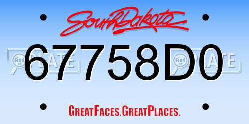 67758D0 South Dakota License Plate