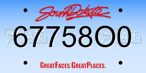67758O0 South Dakota License Plate