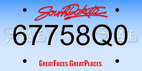 67758Q0 South Dakota License Plate