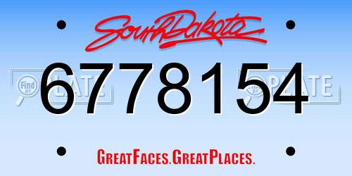 6778154 South Dakota License Plate
